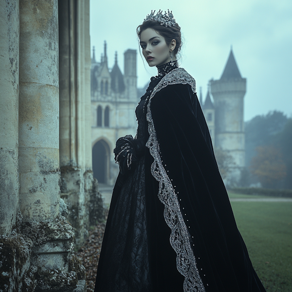 Regal Woman in Front of Castle