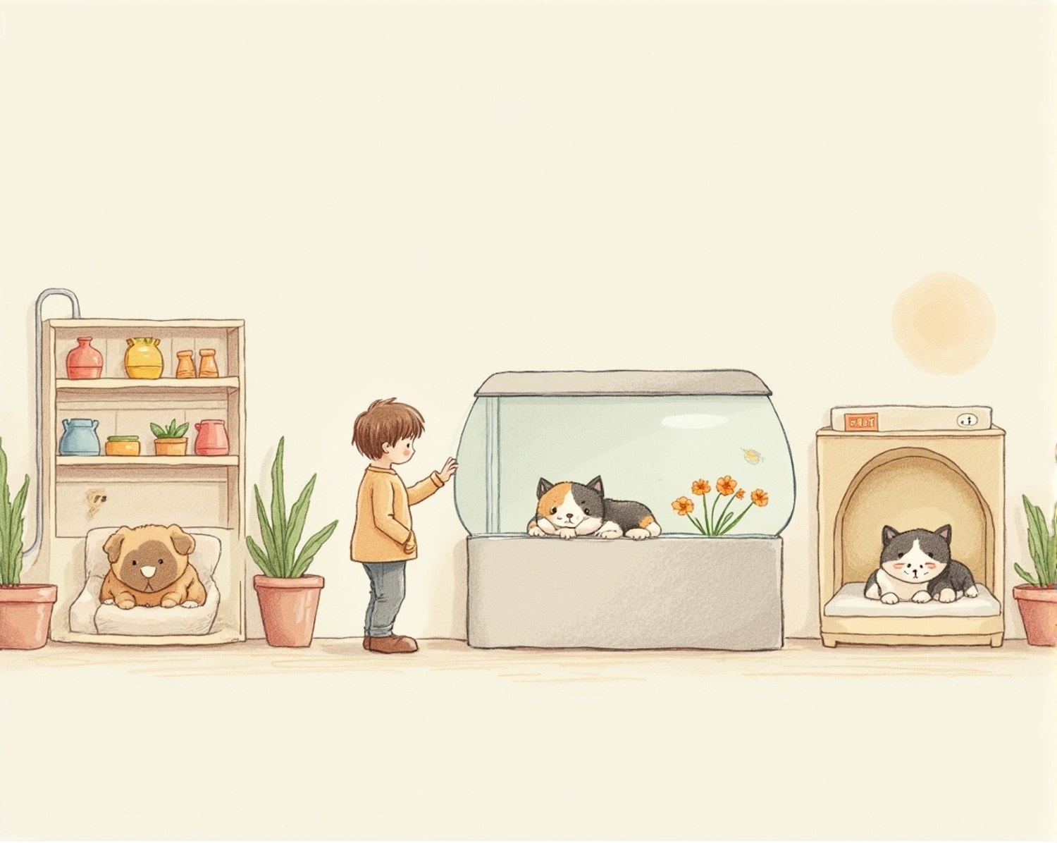 Cozy Indoor Scene with Child and Pets