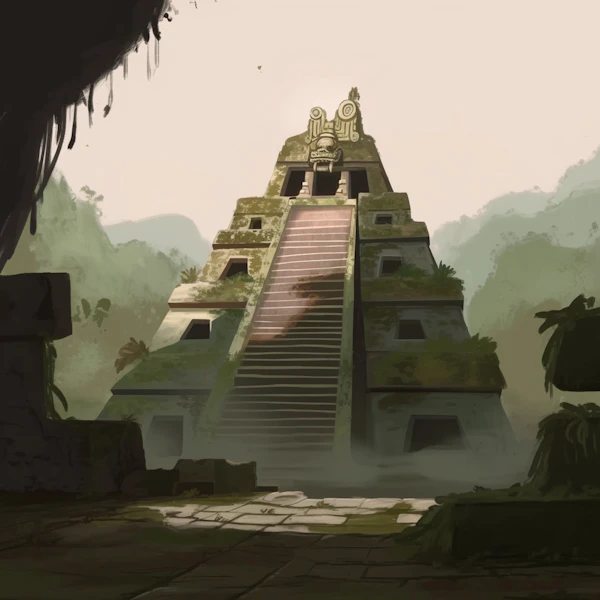 Ancient Mesoamerican Pyramid in Jungle