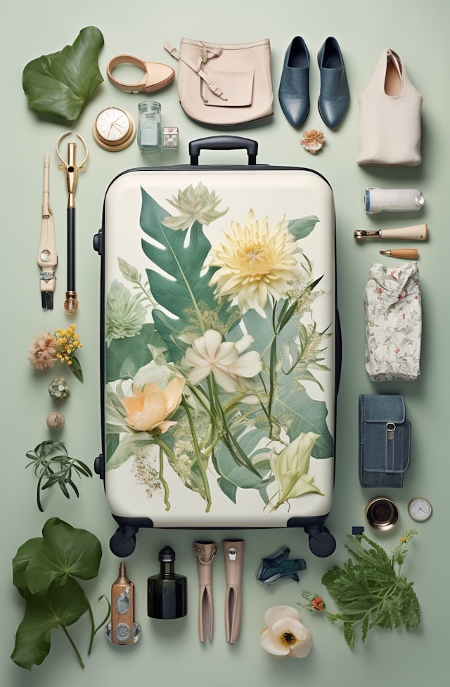 Botanical Elegance Travel Flat Lay