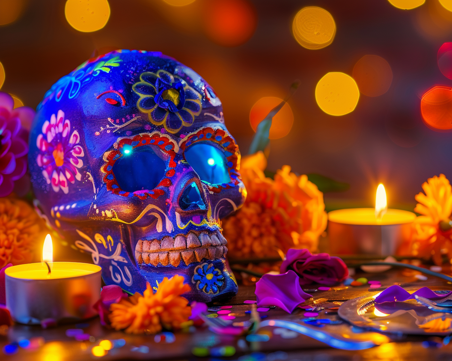 Dia de los Muertos Celebration Skull