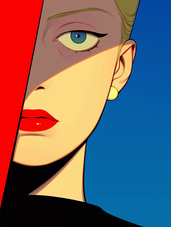 Stylized Portrait with Red Stripe