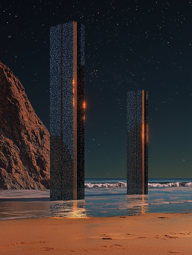 Futuristic Beach Monoliths