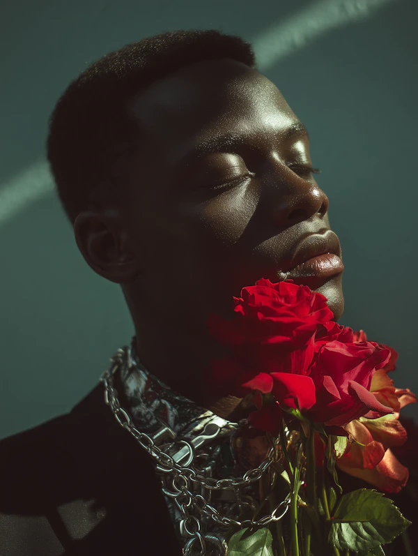 Serene Portrait with Roses