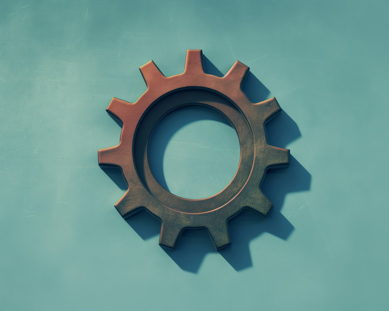 Metallic Gear on Teal Background