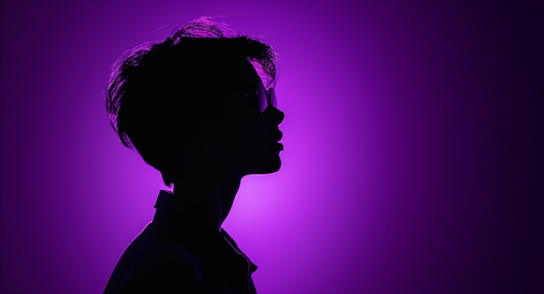 Contemplative Profile in Purple Silhouette