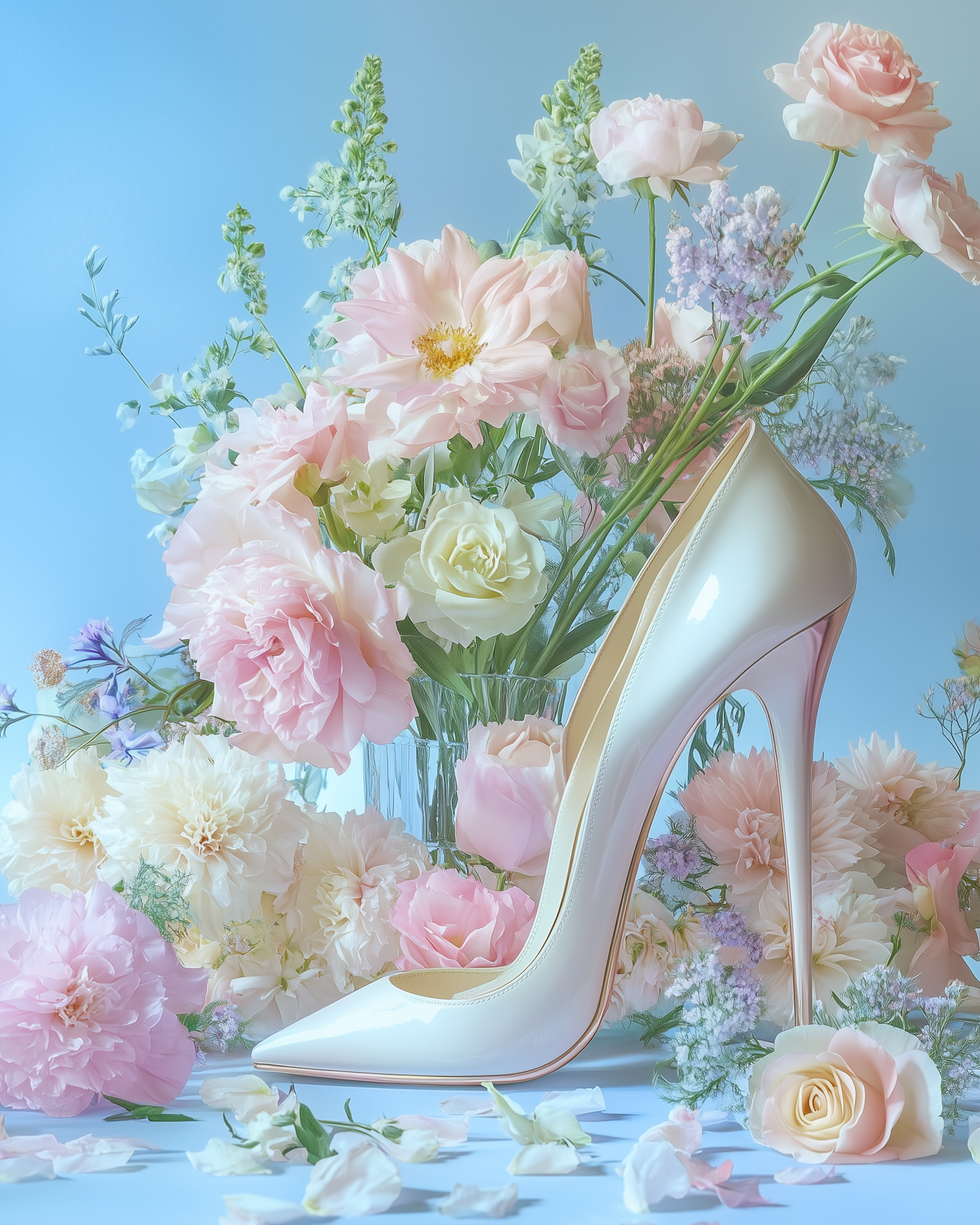 Elegant Shoe and Floral Composition