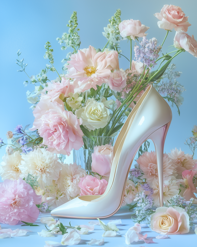 Elegant Shoe and Floral Composition