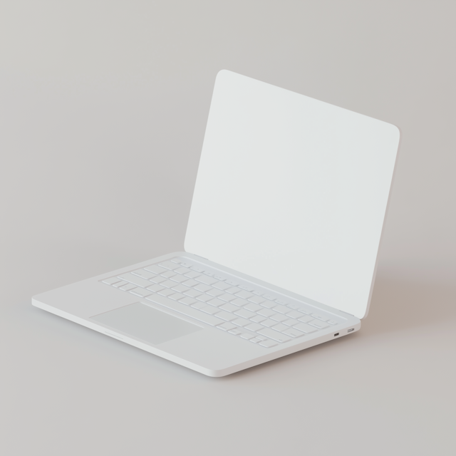 Minimalistic White Laptop Render