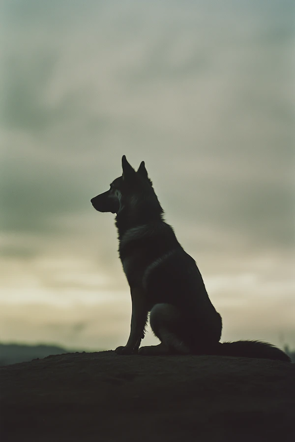 Silhouette of a Dog on a Hill