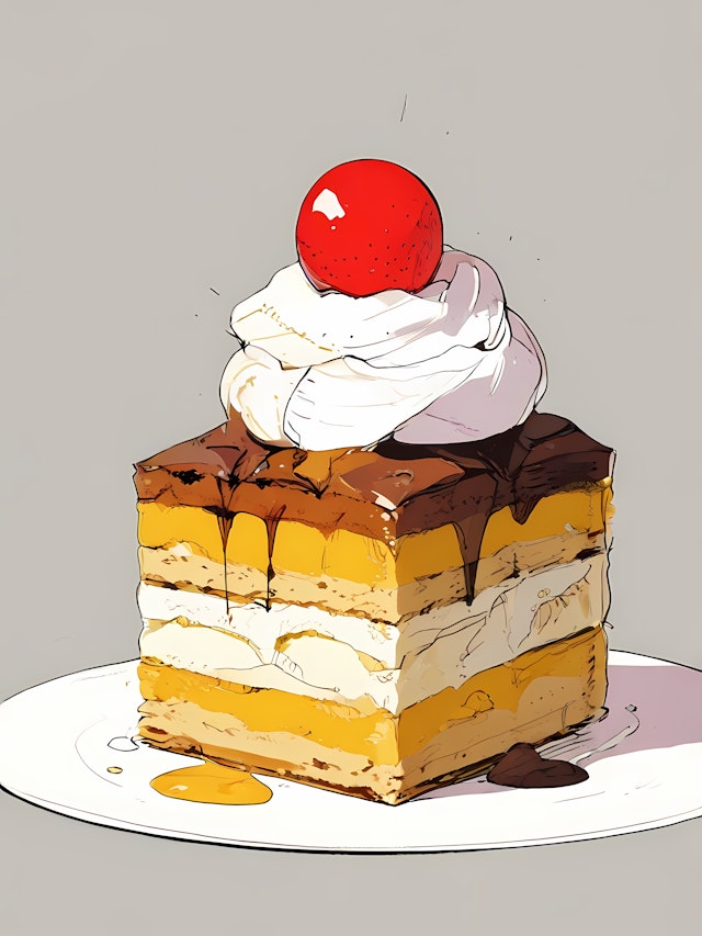 Layered Cake with Cherry