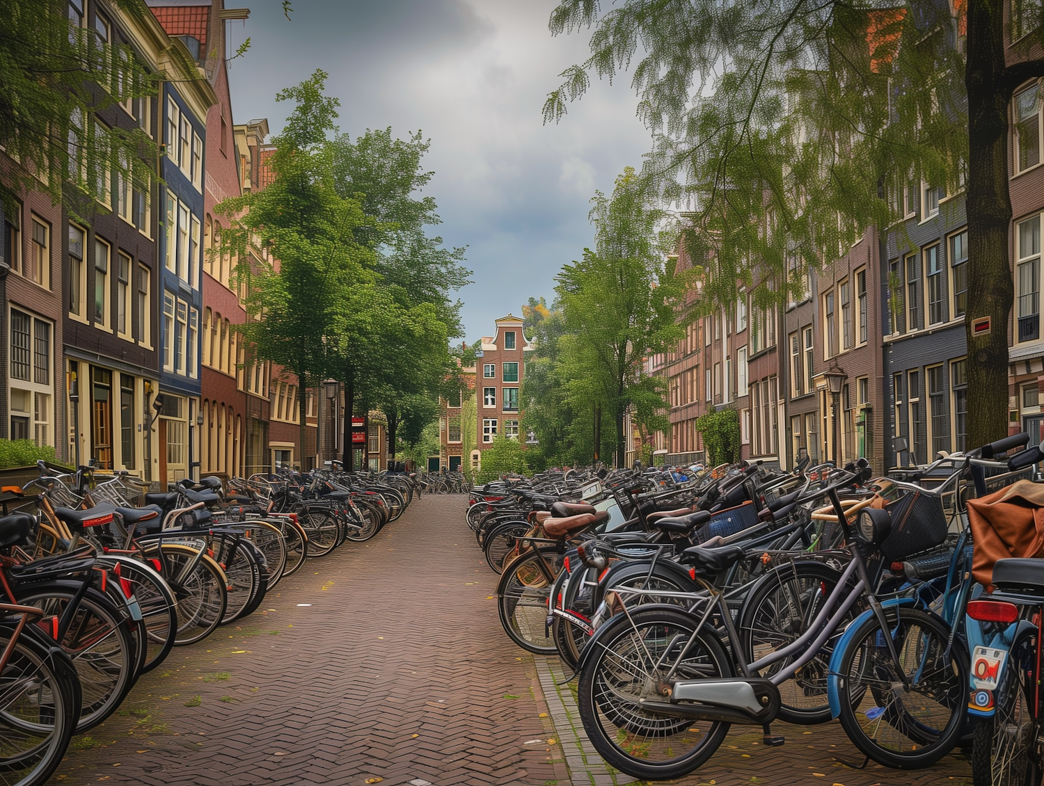 Serene European Cycling Street