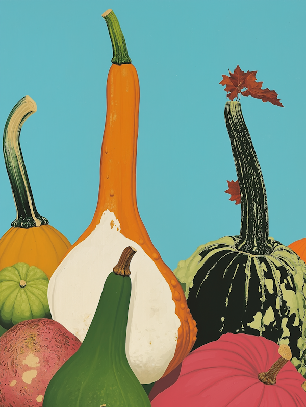 Colorful Gourds and Squashes