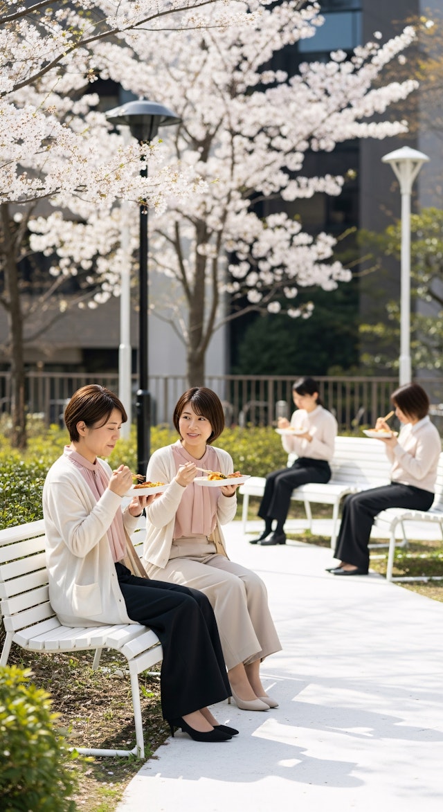 Park Picnic Under Blossoms