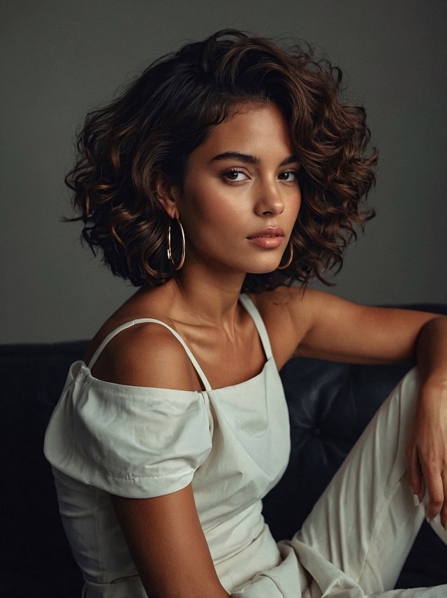 Portrait of a Woman with Curly Hair