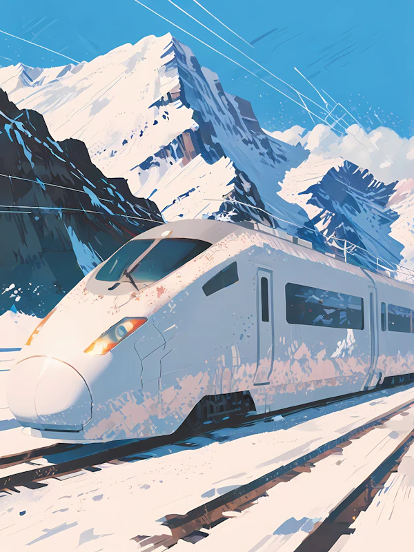 High-Speed Train in Snow
