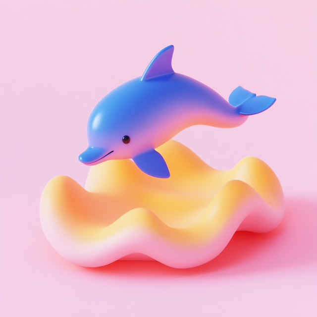 Playful 3D Illustration of a Cartoon Dolphin