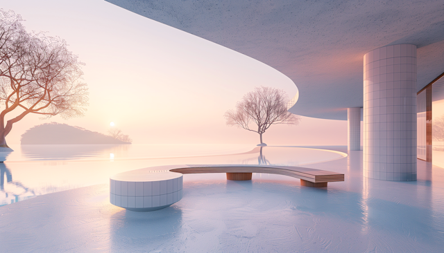 Serene Landscape with Modern Architecture