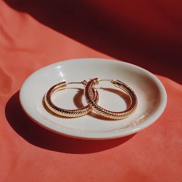 Gold Hoop Earrings Display