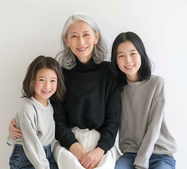 Joyful Three-Generation Family Portrait