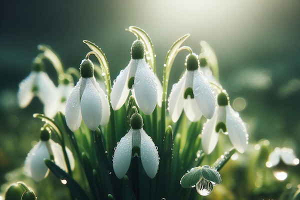 Glistening Snowdrop Flowers