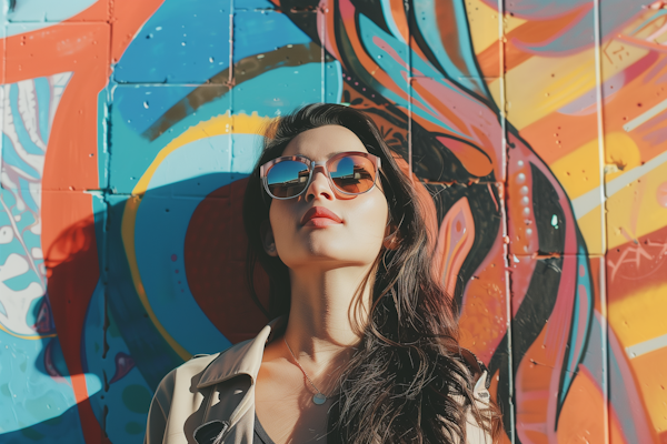 Stylish Woman Against Graffiti Background