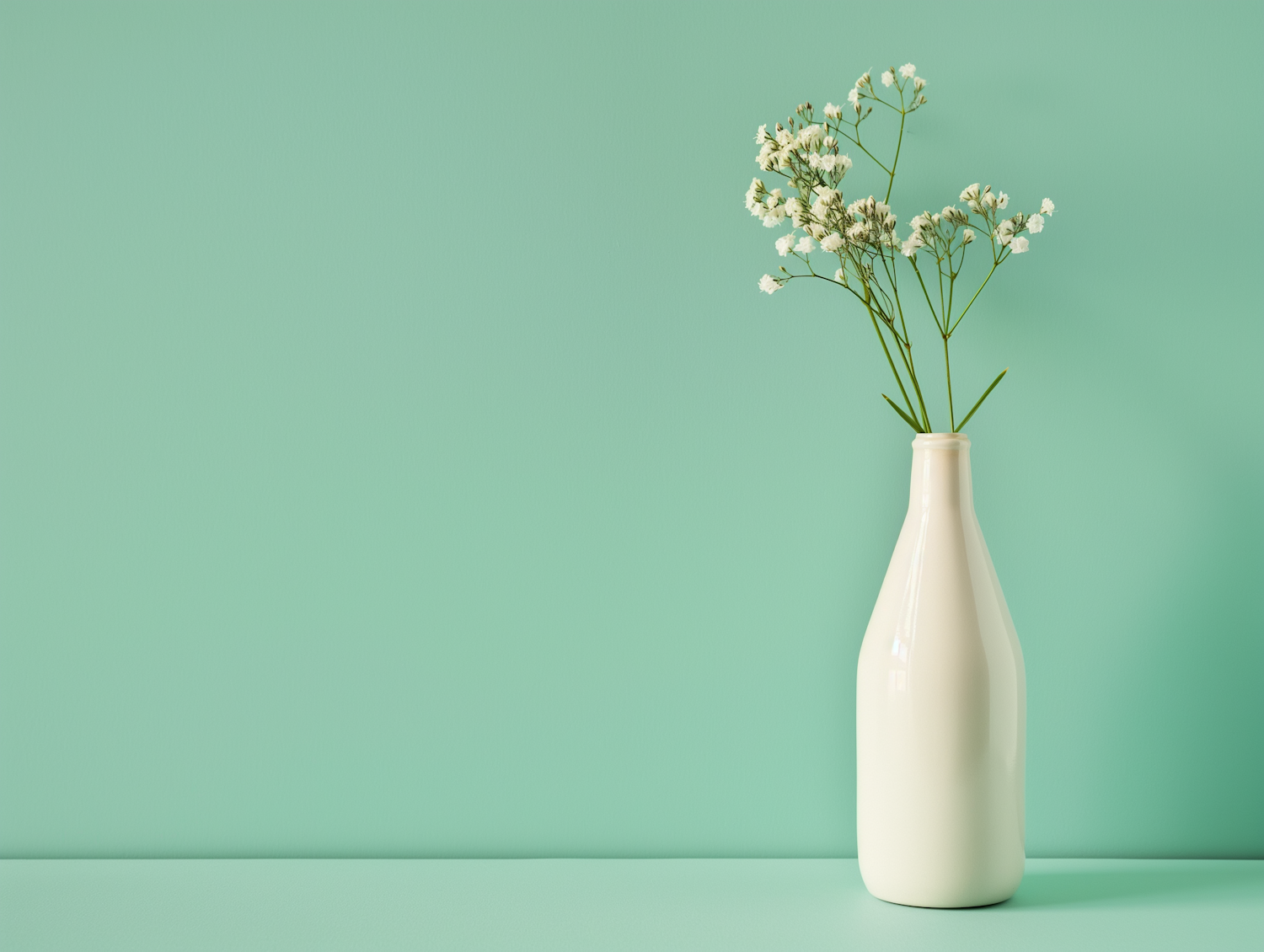 Minimalist White Vase with Delicate Flowers