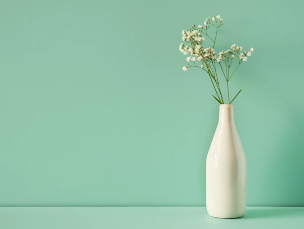 Minimalist White Vase with Delicate Flowers