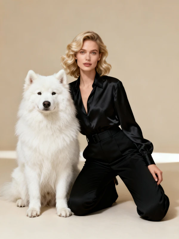 Elegant Woman and Dog