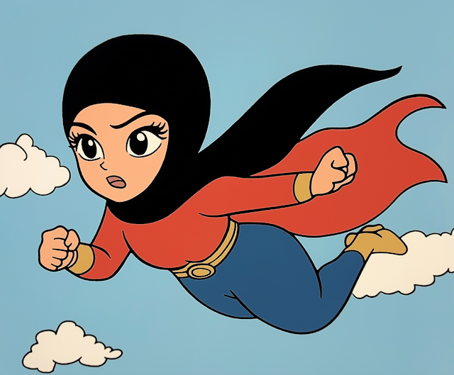 Cartoon Female Superhero in Flight