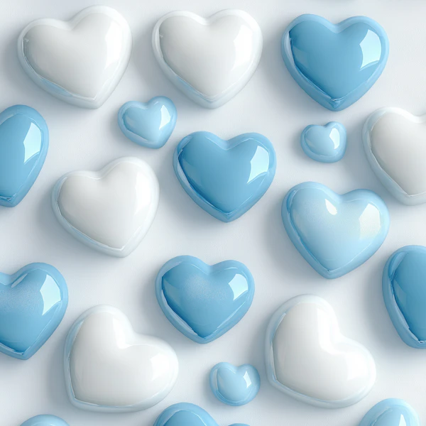 Glossy Blue Hearts