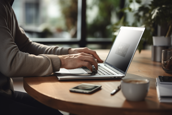 Casual Business Workflow with Coffee and Greenery