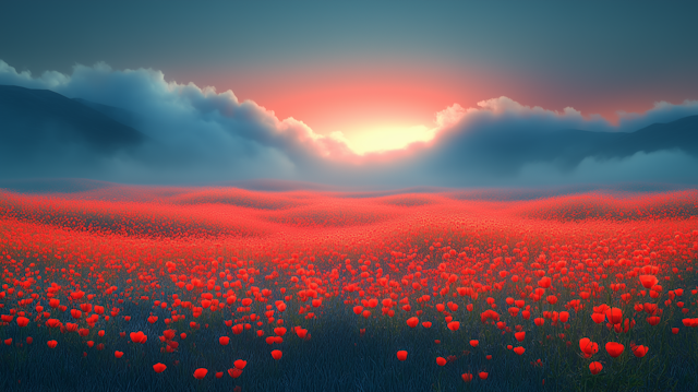 Breathtaking Poppy Field Landscape