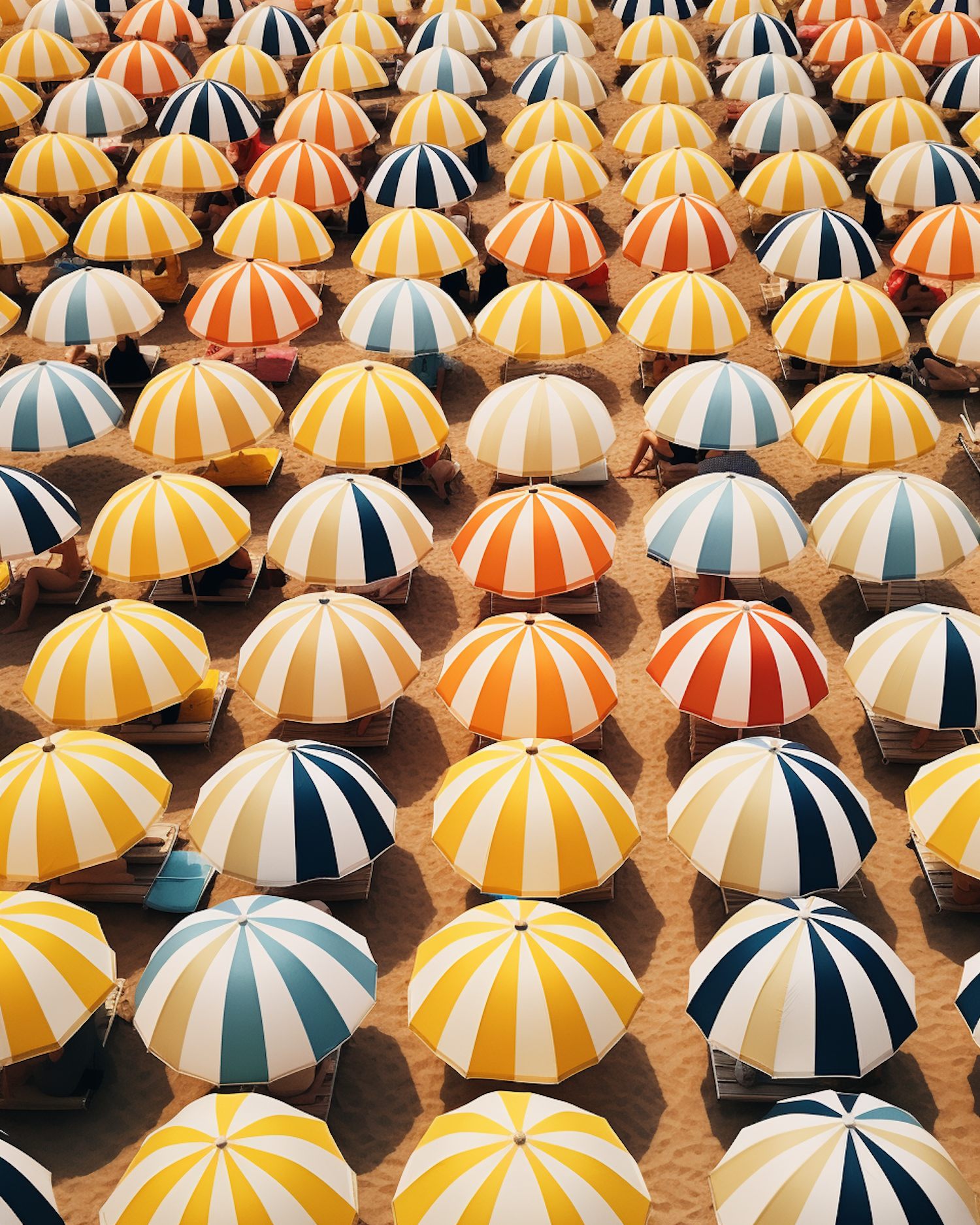Colorful Symmetry: Beach Umbrellas from Above