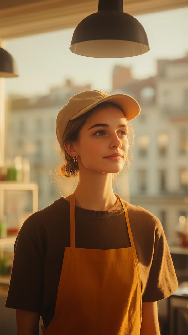 Contemplative Woman in Warm Light