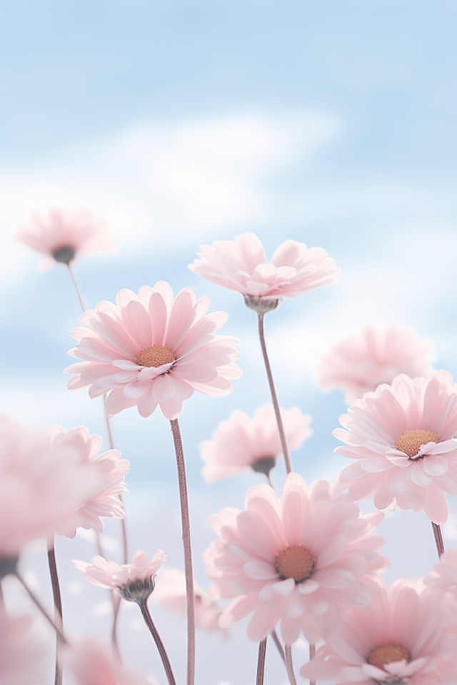 Serene Pink Blooms Amidst Tranquil Skies