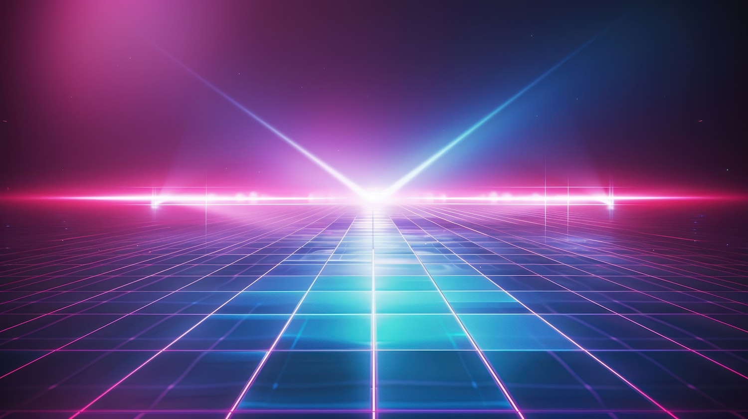 Retro-Futuristic Neon Grid