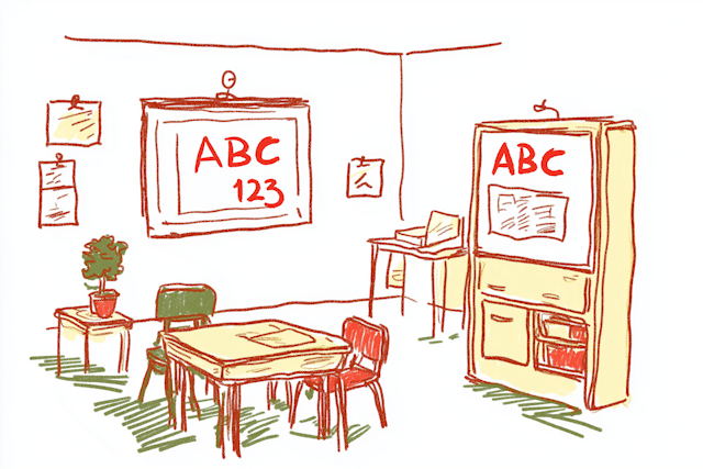 Hand-Drawn Classroom Illustration