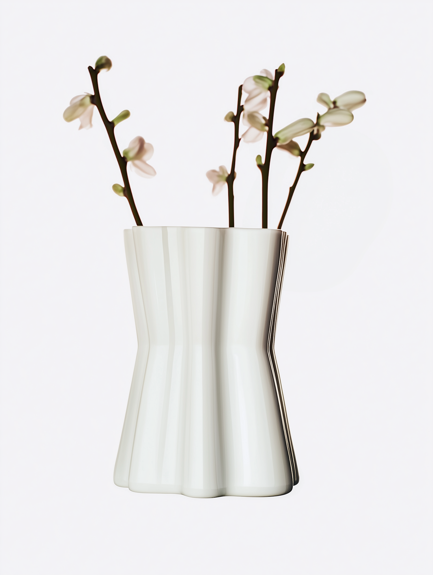 Modern Vase with White Flowers