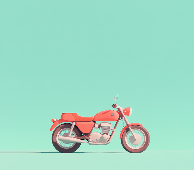 Vintage Coral Motorcycle Illustration