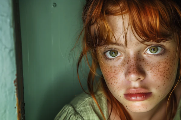 Freckled Girl Portrait