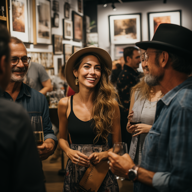 Radiant Hostess at Art Gathering