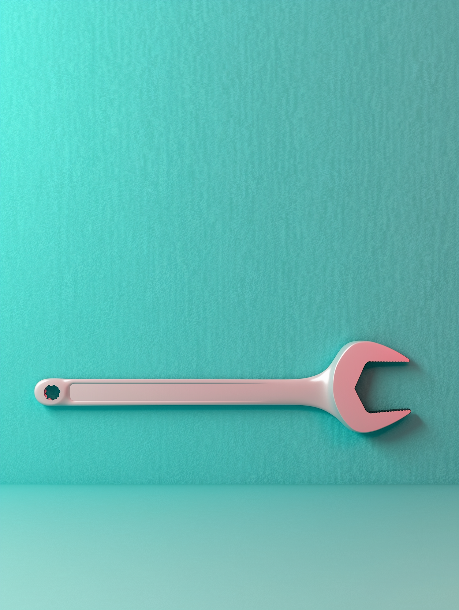 Pink Wrench on Turquoise Background