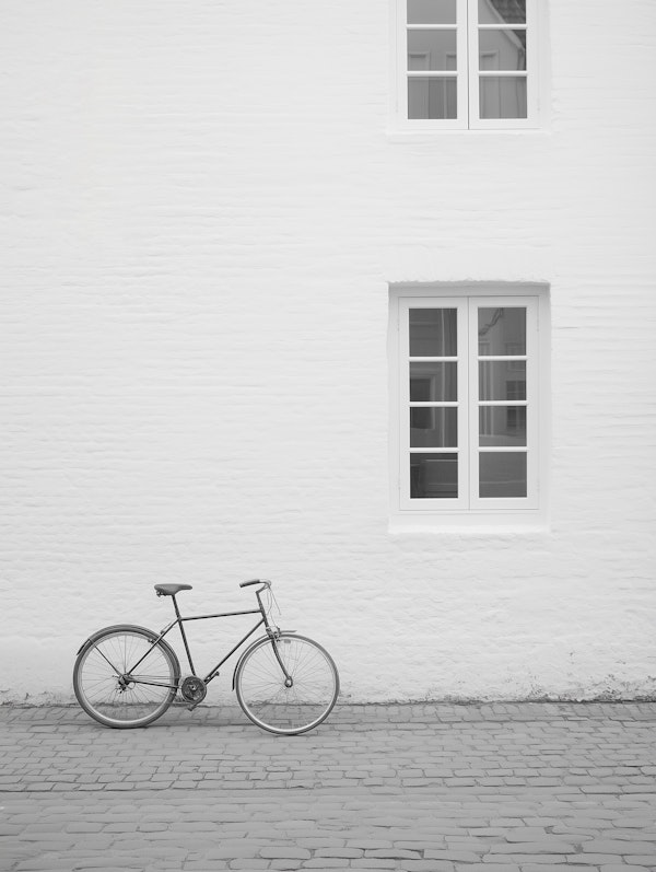 Vintage Bicycle Against White Wall