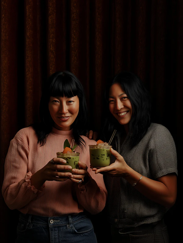 Smiling Women with Drinks