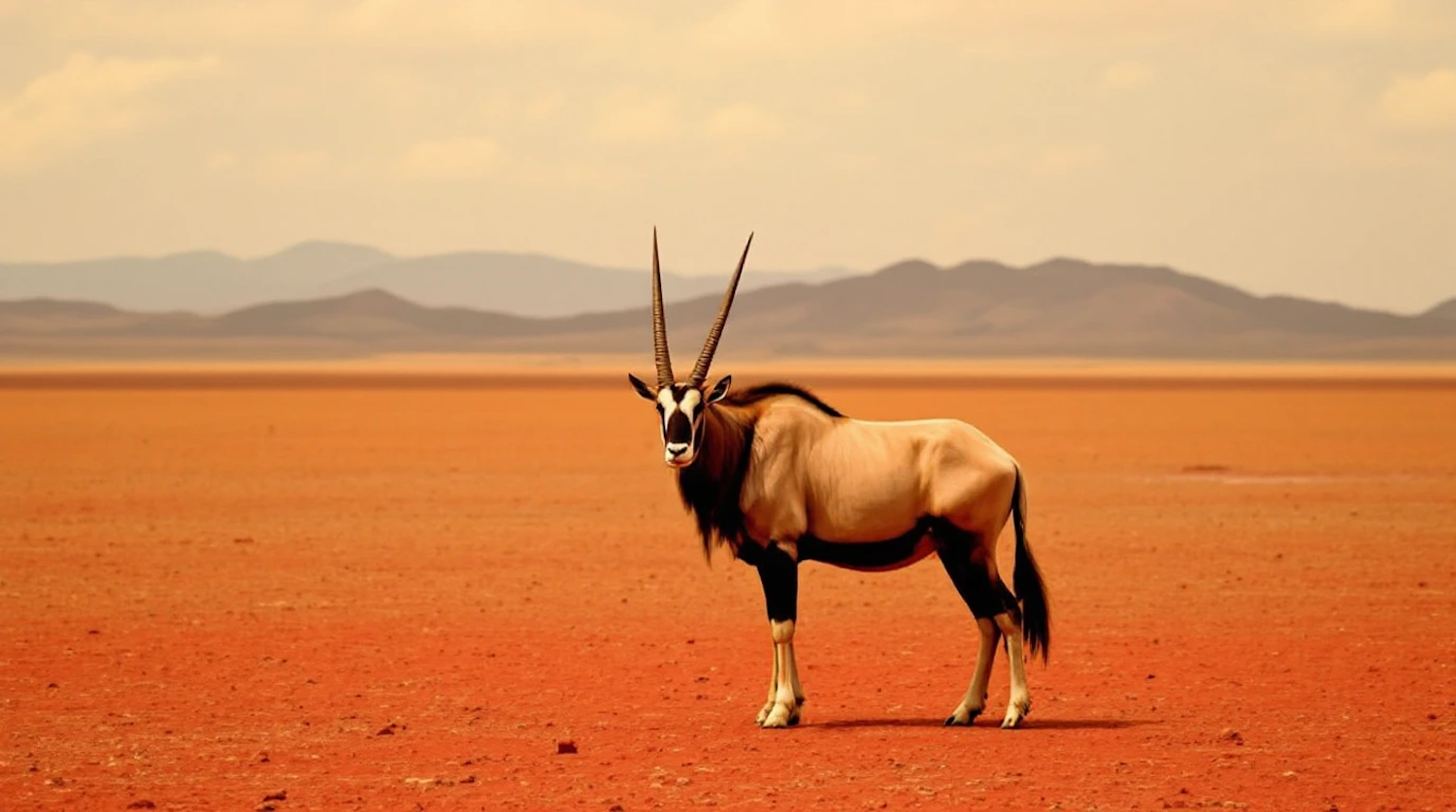 Solitary Oryx in Desert