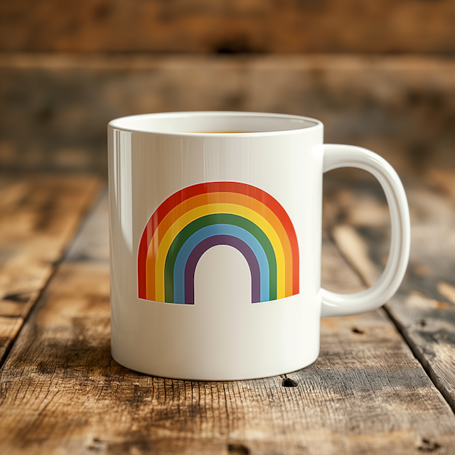 Colorful Rainbow-Printed Mug