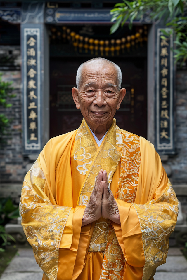 Elderly Man in Traditional Ceremonial Robe