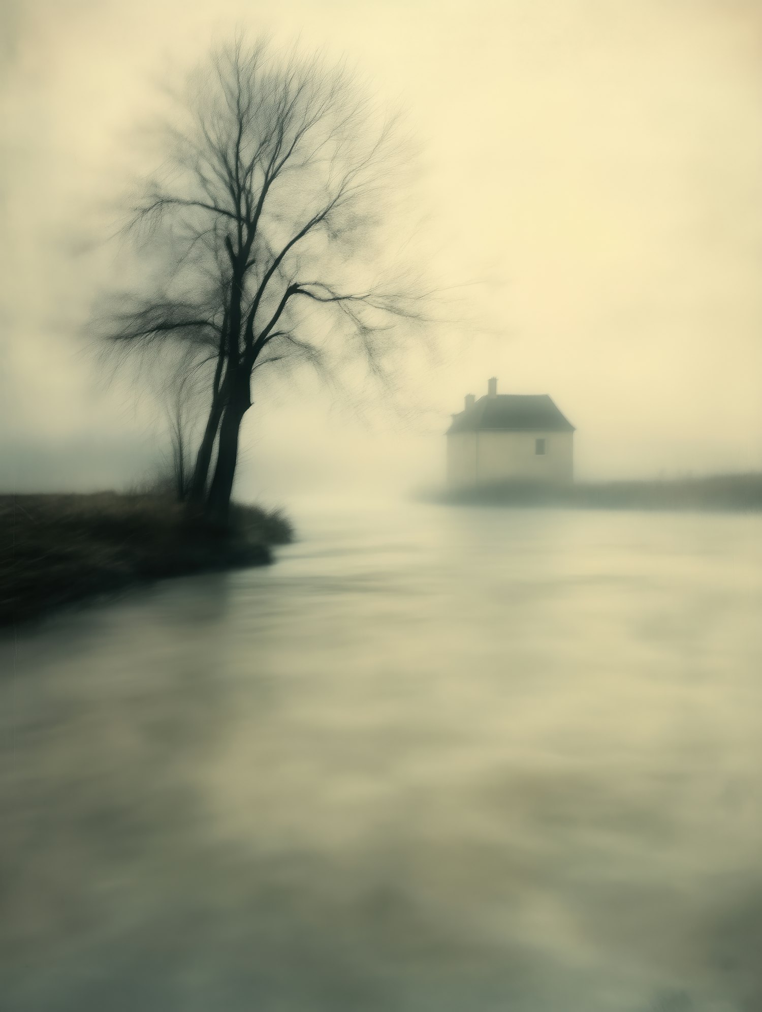 Misty Landscape with Bare Tree