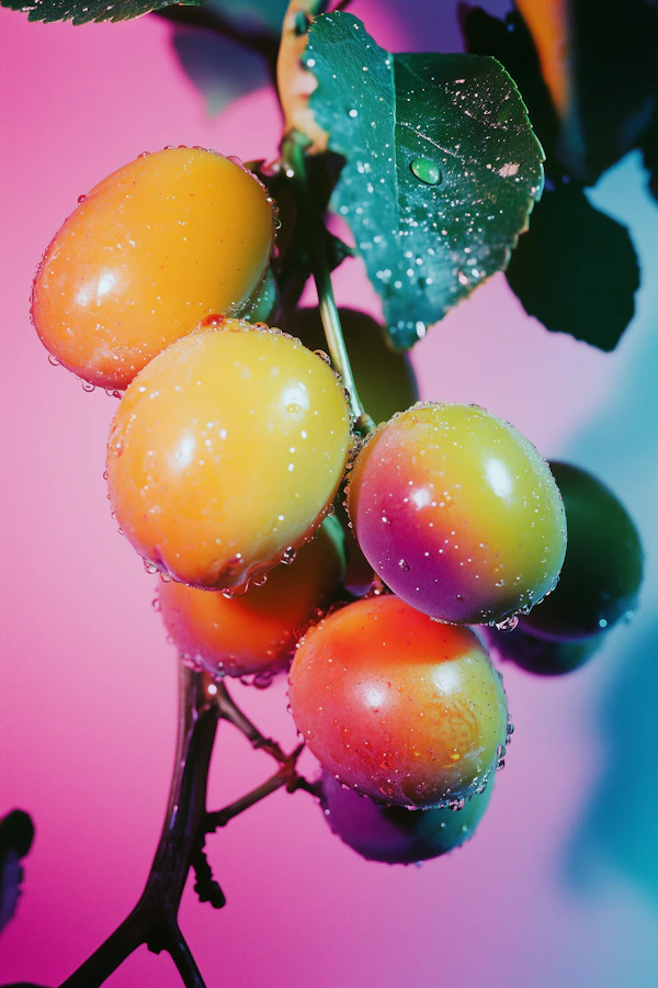 Vibrant Fruits with Dewdrops